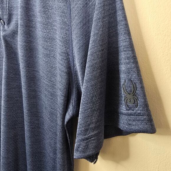 NEW Spyder Short Sleeve Space Dyed Collarless 2 Button Polo Shirt Medium - Picture 6 of 10